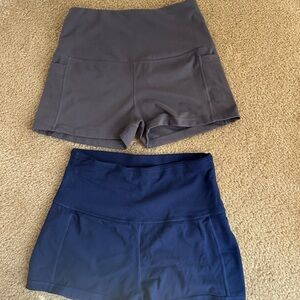 High-Rise Performance Workout Shorts - Charcoal and Navy